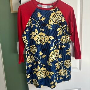 Lularoe Randy Red and Blue Floral Casual Dress